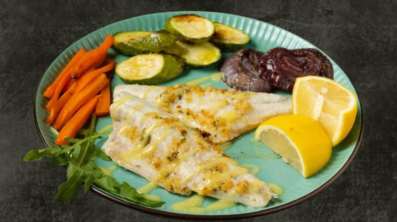 Pan-seared fish fillet in lemon-butter sauce