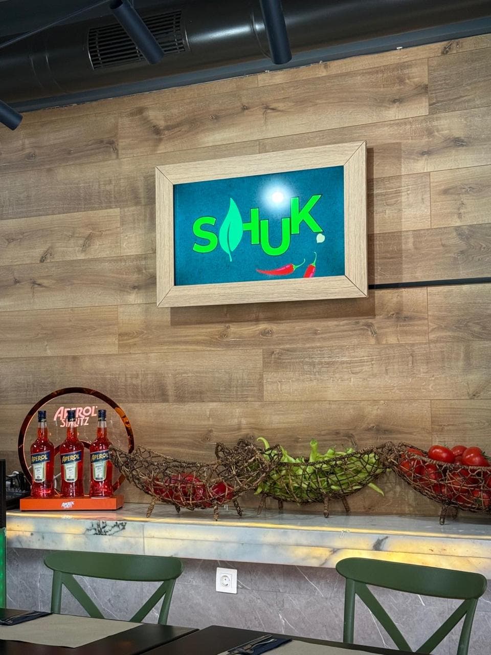 Market-style decor corner with fresh produce